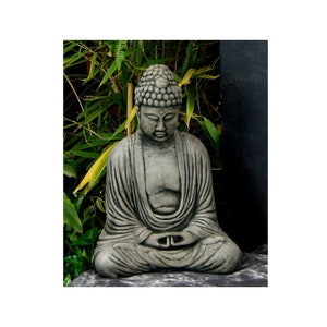 Meditating Sitting Buddha Garden Statue Concrete Asian Statue Chinese Sculpture  Japanese Cast Stone Yoga Studio Figurine