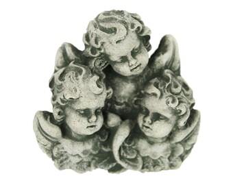 Cherubs Trio Wall Plaque: Cement Garden Statue, Religious Sculpture