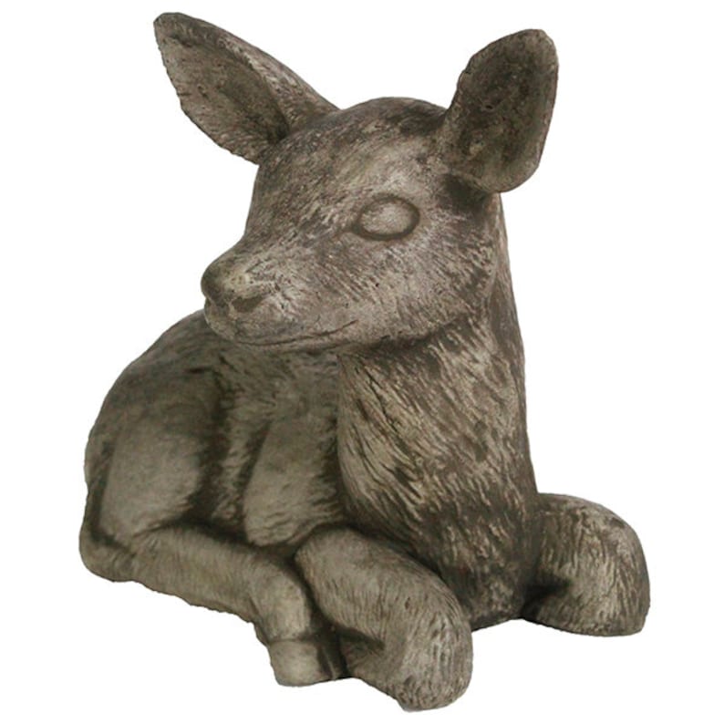 Sitting Deer Statue Sculpture Concrete Deer Figure Cast Stone Etsy
