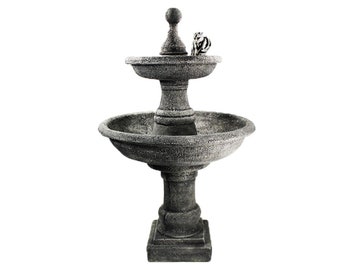 Ravello Two Tier Fountain with Gargoyle Cement Water Feature Concrete Garden Fountain Cast Stone European Fountain