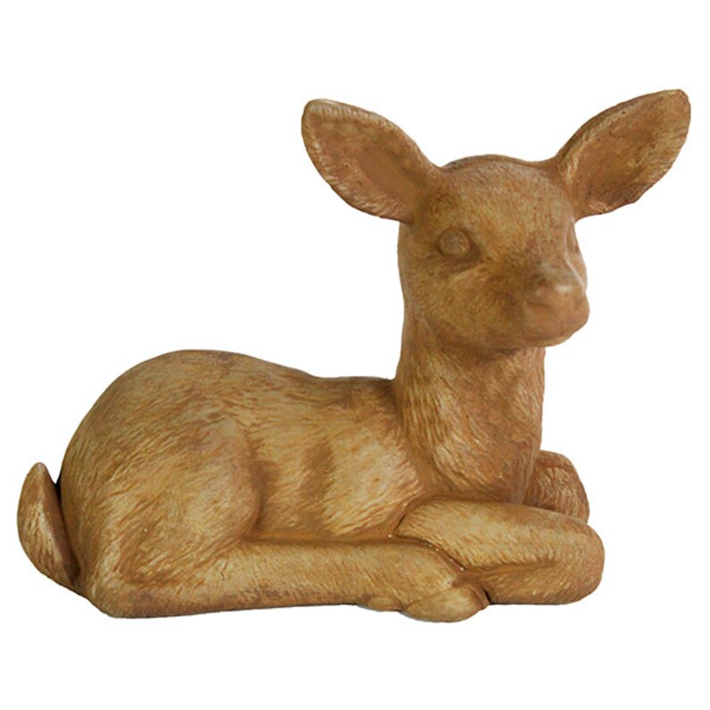 Sitting Deer Statue Sculpture Concrete Deer Figure Cast Stone Etsy