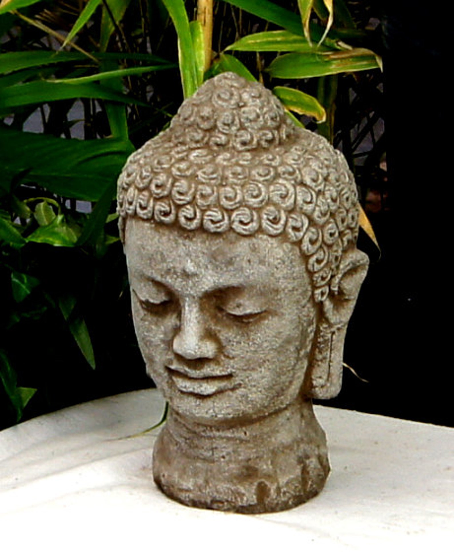 Buddha Head Concrete Statue Asian Cement figurine Chinese Etsy