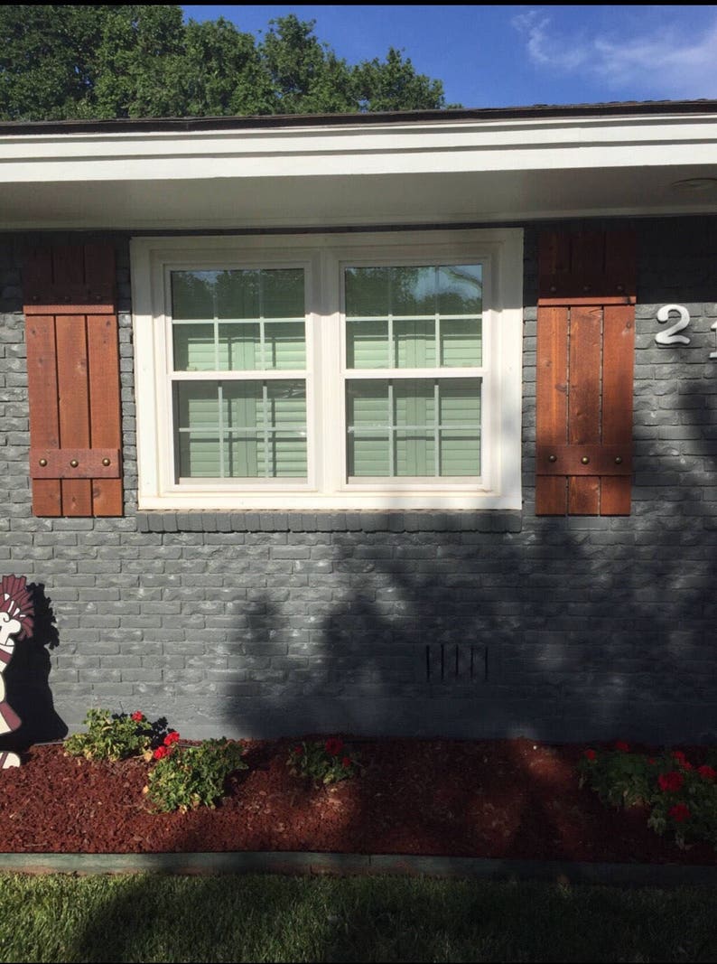 Stained cedar shutters exterior shutters Board and Batten Etsy