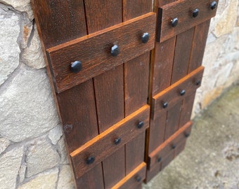 Board N Batten,cedar Shutters, rustic shutters, wooden shutters, cedar shutter exterior, custom cedar shutters, Spanish style