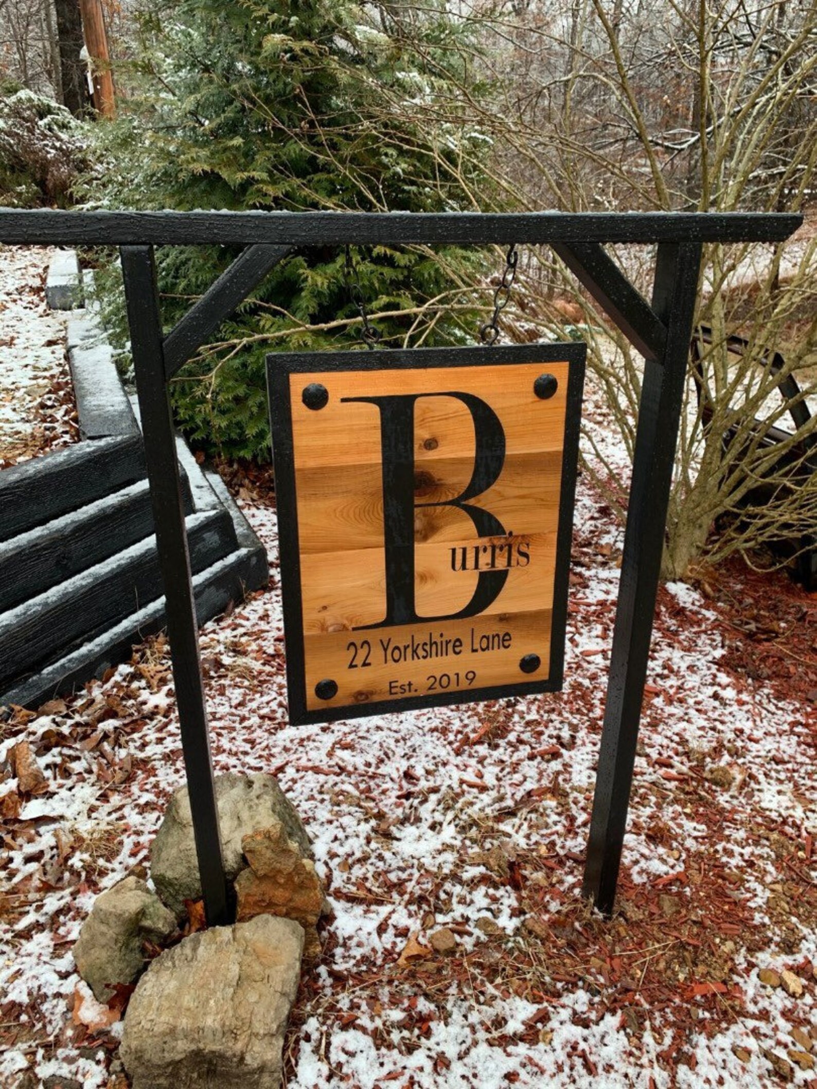 Cedar Address Sign House Numbers Sign Modern Rustic Sign Etsy