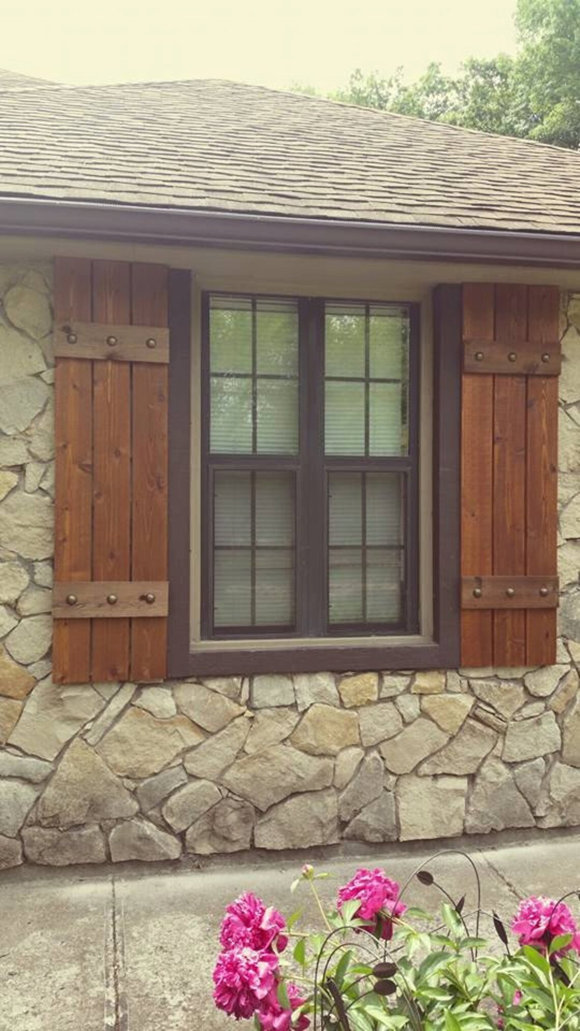 Stained cedar shutters exterior shutters Board and Batten