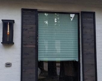 Mid Century Cedar Shutters,grey shutter, Modern shutters, contemporary modern shutters, wooden shutters, custom shutters, farmhouse shutters
