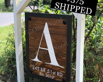 Address sign, driveway sign, house number sign, mailbox numbers, personalized address sign, hanging address sign, property sign