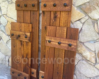 Cedar Board and Batten Shutters: Rustic Exterior Wooden Shutters