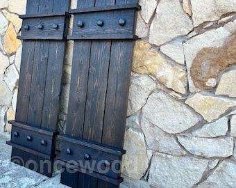Exterior shutters, French Country Style shutters, cedar shutters, rustic shutters, custom shutters