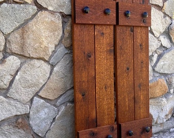 Stained cedar shutters|slim shutter|exterior shutters|Board and Batten shutters|Rustic Shutters|Wooden Shutters|FREE SHIPPING|custom shutter
