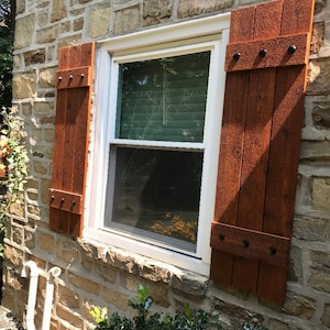 Our BEST seller cedar shutters, exterior shutters, Board and Batten shutters, Rustic Shutters, Wooden Shutters, 58 x 17 Set, custom sizes