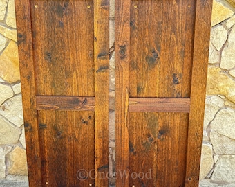 Custom craftsman style cedar shutters: wooden shutters-exterior shutters-board and batten shutters-shutters for windows-traditional shutters