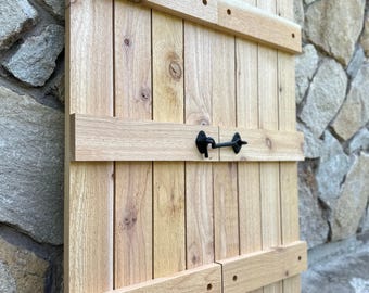 Cedar Farmhouse Shutters, 4 Board 3 Batten Style, wooden shutters, window shutters, custom shutters, modern farmhouse shutters