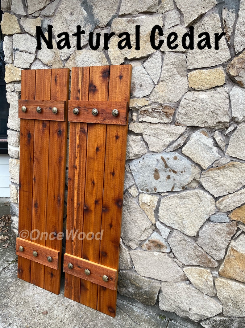 Stained Cedar Shutters Exterior Shutters Board and Batten Etsy