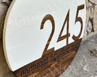 Round cedar sign, round address sign, personalized driveway sign