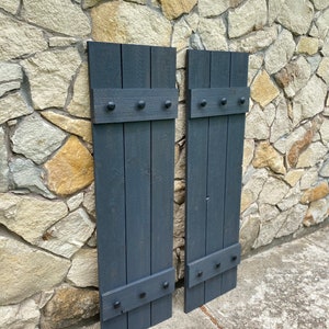 Extra large cedar shutters | exterior shutters | Board and Batten shutters | Rustic Shutters | Wooden Shutters| 80&quot; x 17&quot;, grey shutters