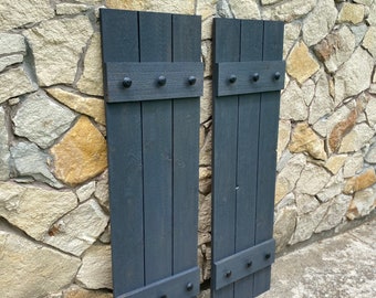 Extra large cedar shutters | exterior shutters | Board and Batten shutters | Rustic Shutters | Wooden Shutters| 80" x 17", grey shutters