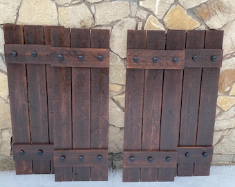 Board and Batten cedar Shutters, rustic shutters, wooden shutters, cedar shutter exterior, custom cedar shutters