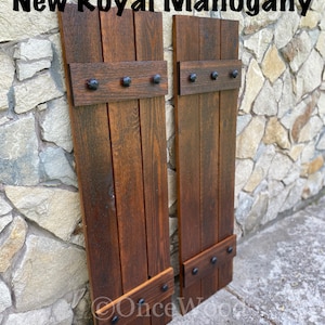 Stained cedar shutters, exterior shutters, Board and Batten shutters, Rustic Shutters, Wooden Shutters, 42&quot;x 17&quot;,CUSTOM SIZES AVAILABLE