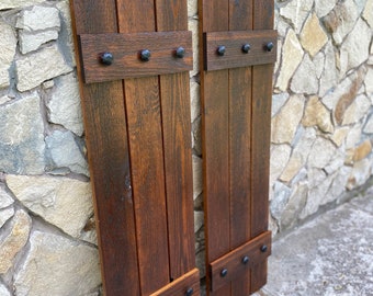 Stained cedar shutters, exterior shutters, Board and Batten shutters, Rustic Shutters, Wooden Shutters, 42"x 17",CUSTOM SIZES AVAILABLE