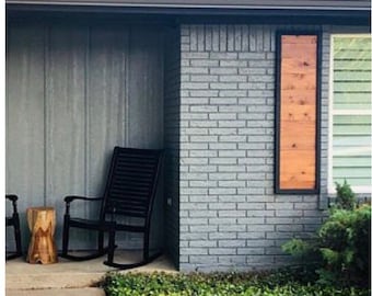 Modern shutters, mid century modern shutters, wooden shutters, two toned shutters, custom shutters, farmhouse modern shutters