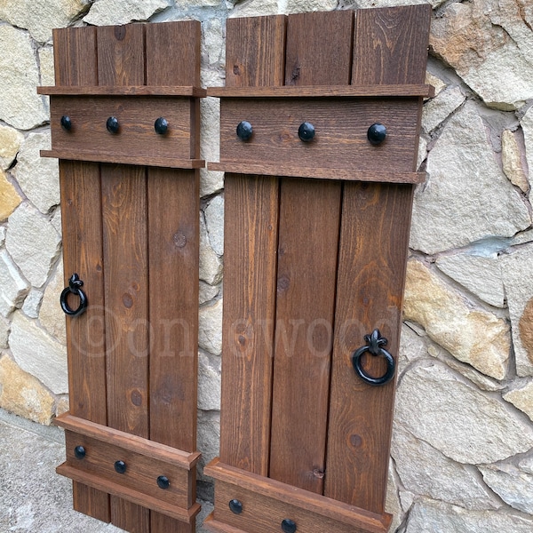 Exterior shutters, French Country Style shutters, cedar shutters, rustic shutters, custom shutters