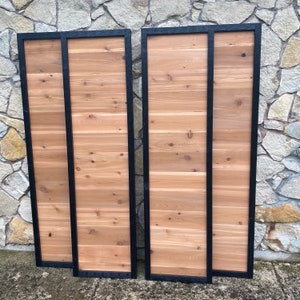 Modern shutters, mid century modern shutters, wooden shutters, two toned shutters, custom shutters, farmhouse modern shutters