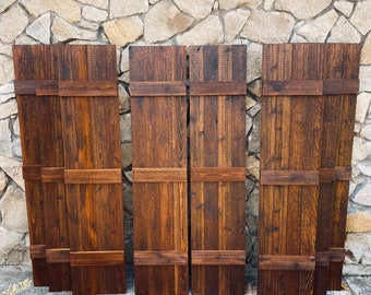Rustic Shutters, 4 board 3batten, Cedar shutters, wooden shutters, farmhouse shutters, dark shutters, window shutters, custom shutters