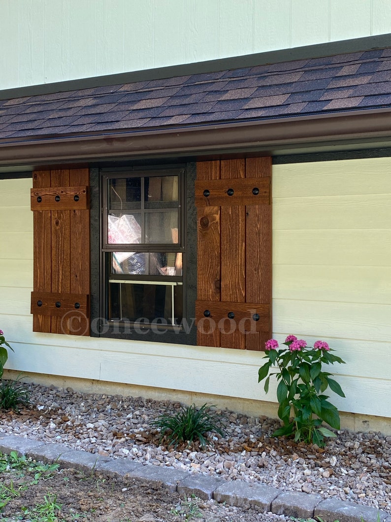 Stained Cedar Shutters Exterior Shutters Board and Batten Etsy