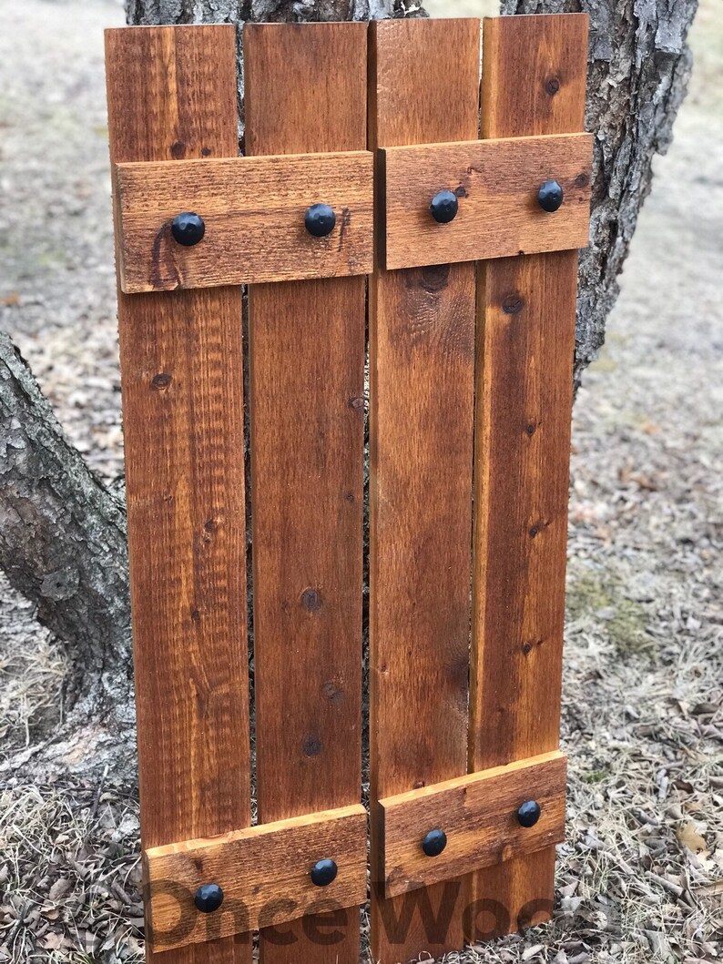 Stained cedar shutters exterior shutters Board and Batten Etsy