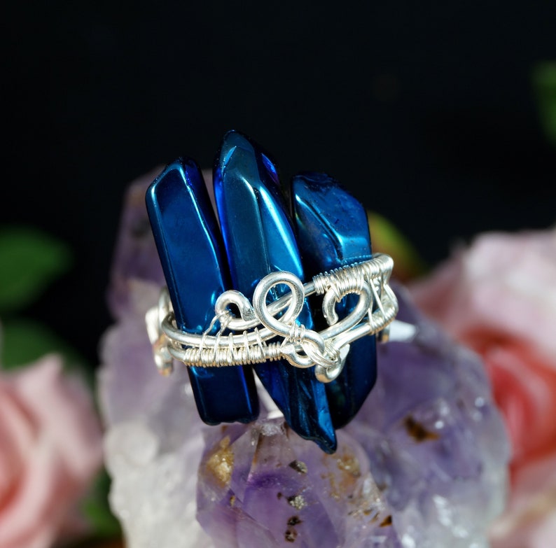 gift for her Sterling Silver ring with Titanium Quartz unique artisan handcrafted jewelry gift for mom perfect present gift for him