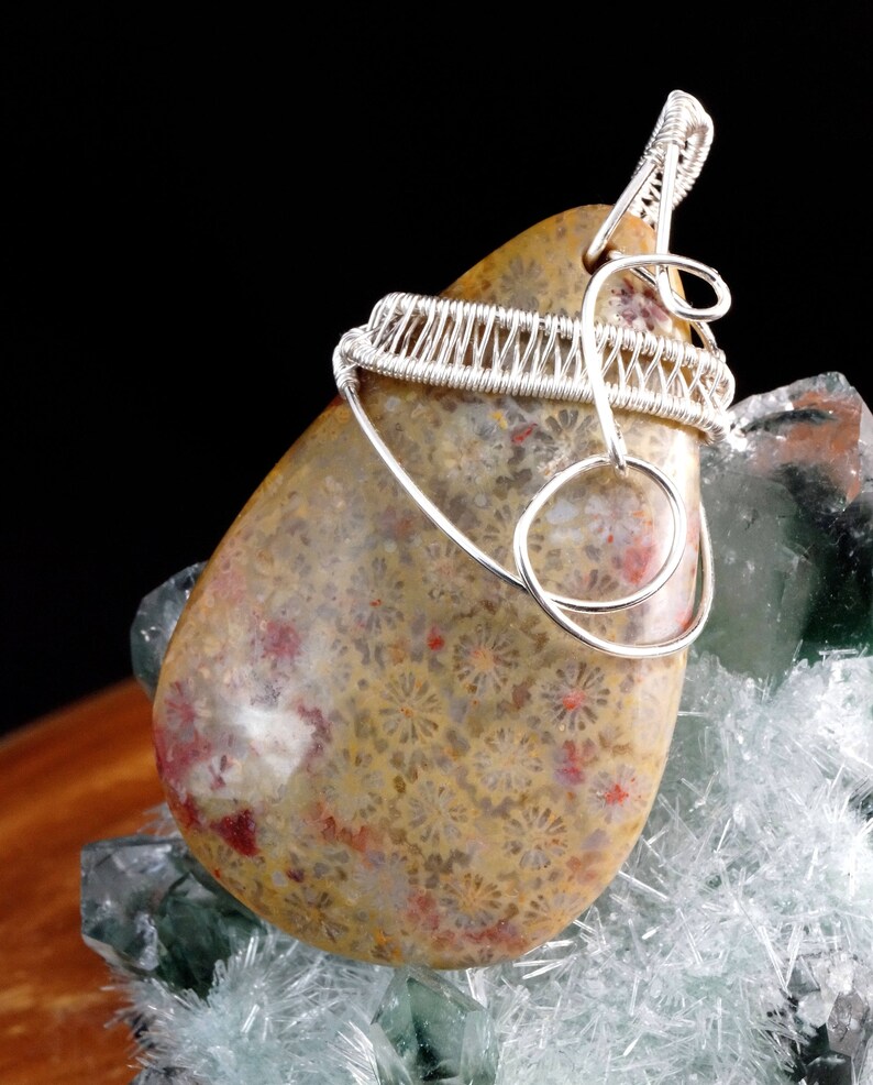 Sterling Silver Pendant With Coral Fossil Gift for Her Gift Etsy