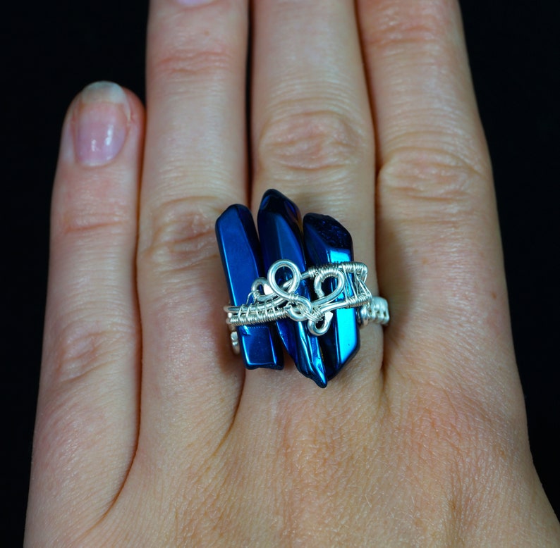 gift for her Sterling Silver ring with Titanium Quartz unique artisan handcrafted jewelry gift for mom perfect present gift for him