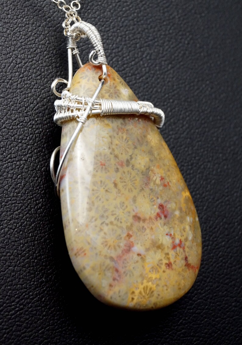 Sterling Silver Pendant With Coral Fossil Gift for Her Gift Etsy