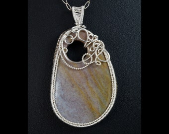 Sterling silver pendant with Indiana Agate gift for her gift for mom perfect present, wire wrapped handcrafted artisan jewelry, necklace