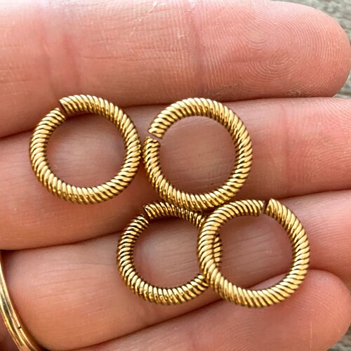 14mm Extra Large Gold Jump Rings Thick Textured Antiqued Gold Etsy