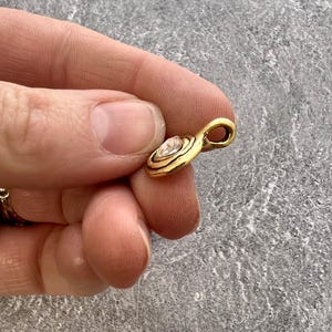 Small Heart Crystal Rhinestone Charm, Antiqued Gold Artisan Pendant for Jewelry, GL-6432 image 5