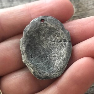 Hammered Artisan Oval Cross Pendant, Antiqued Silver Cross, Leather Pendant, Religious Jewelry, Cross Charm, PW-6080 image 6