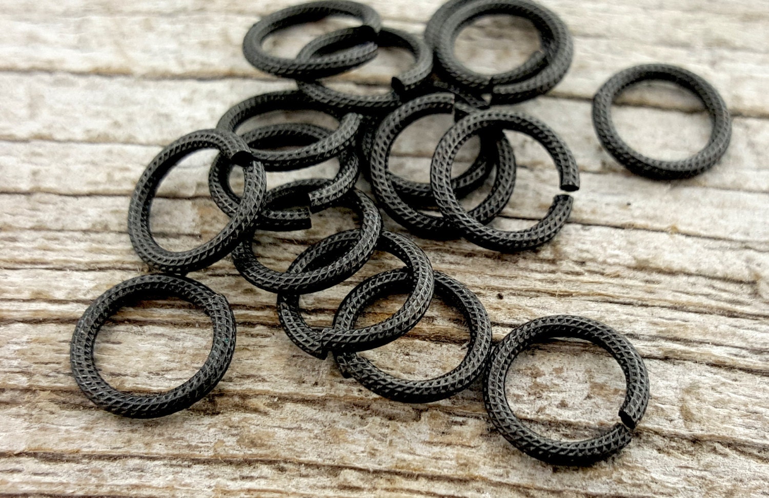 11mm Large Black Jump Rings Textured Jump Ring Rib Cable Etsy