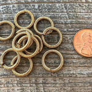14 mm, bardzo duże złote kółka montażowe, grube teksturowane, antyczne złote łączniki, mosiężne ogniwa, 4 pierścionki, dostawa biżuterii GL-6391 zdjęcie 6