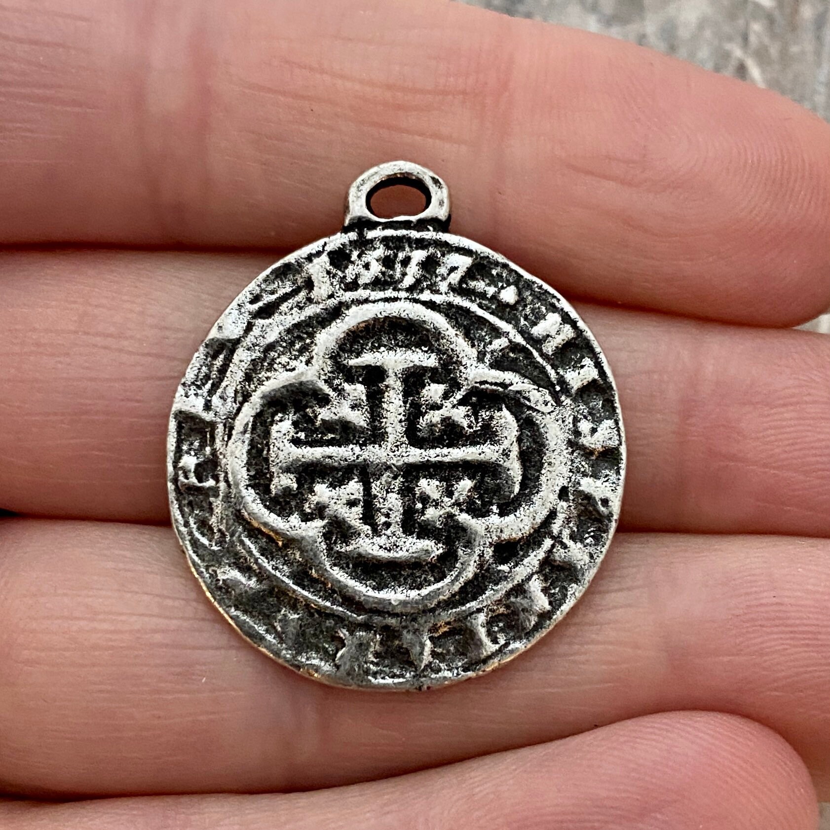 Old World Spanish Coin Replica Cross Charm Pendant Shipwreck - Etsy