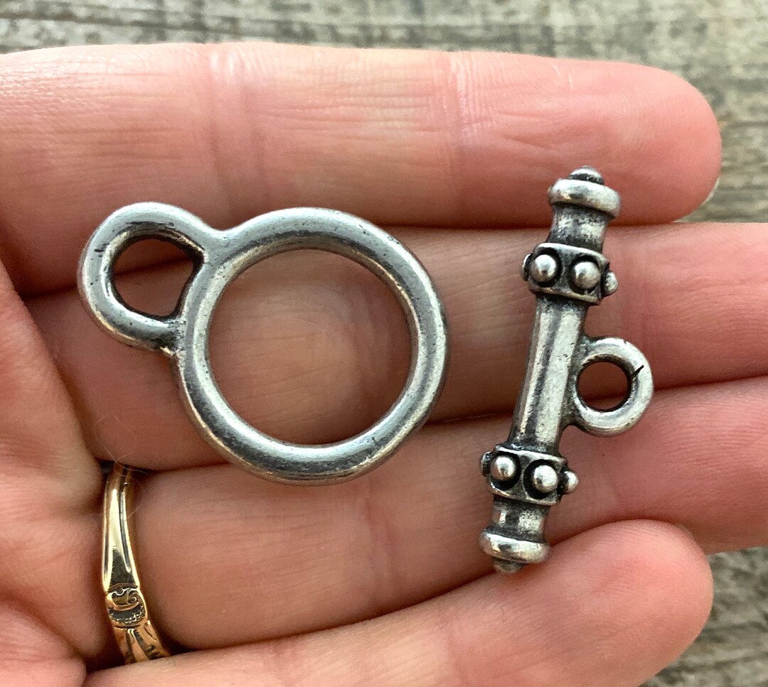 Large Toggle Clasp Closure, Antiqued Oxidized Silver Clasp, Necklace