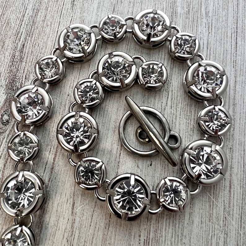 Grote, stevige zilveren kristallen strass kettingketting aan de voet, sieradenbenodigdheden, PW-2048 afbeelding 3