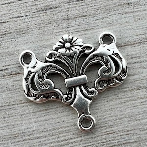 Rosary Centerpiece Connector, Silver Flower Connector Center, Rosary Making Supply, Y Necklace, Jewelry Supplies, SL-6048
