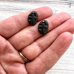 2 Hammered Small Cross Charm, Rustic Brown Artisan Cross, Religious, Spiritual Jewelry Making, BR-6226 image 4