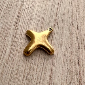 Small Smooth Rounded Cross Charm, Gold Modern Pendant, Jewelry Making Carsons Cove GL-6242 image 7