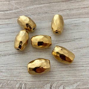 Grande perle coulissante ovale en forme de baril artisanal, résultat d'or vieilli, Fournitures pour bijoux, GL-6174 image 4