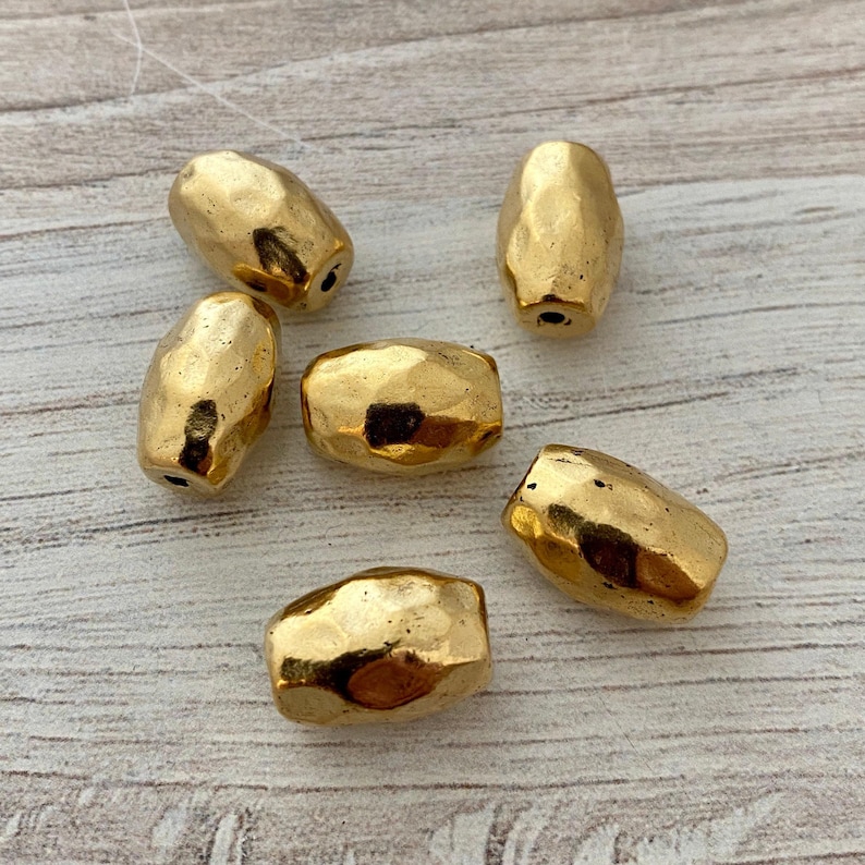 Grande perle coulissante ovale en forme de baril artisanal, résultat d'or vieilli, Fournitures pour bijoux, GL-6174 image 4