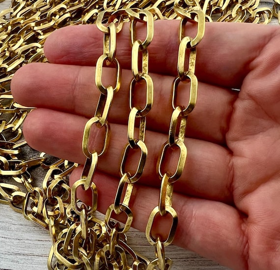 Chunky Oval Gold Chain, Thick Link Chain by the Foot, Jewelry Making  Supplies, GL-2065